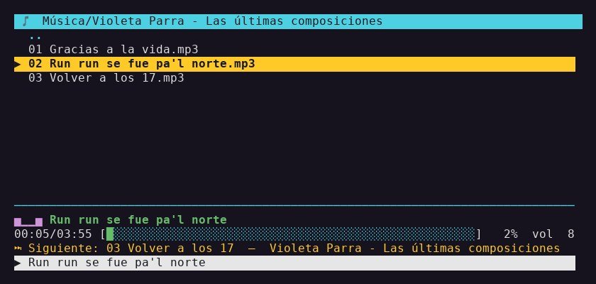 Captura de pantalla del proyecto Reproductor de música